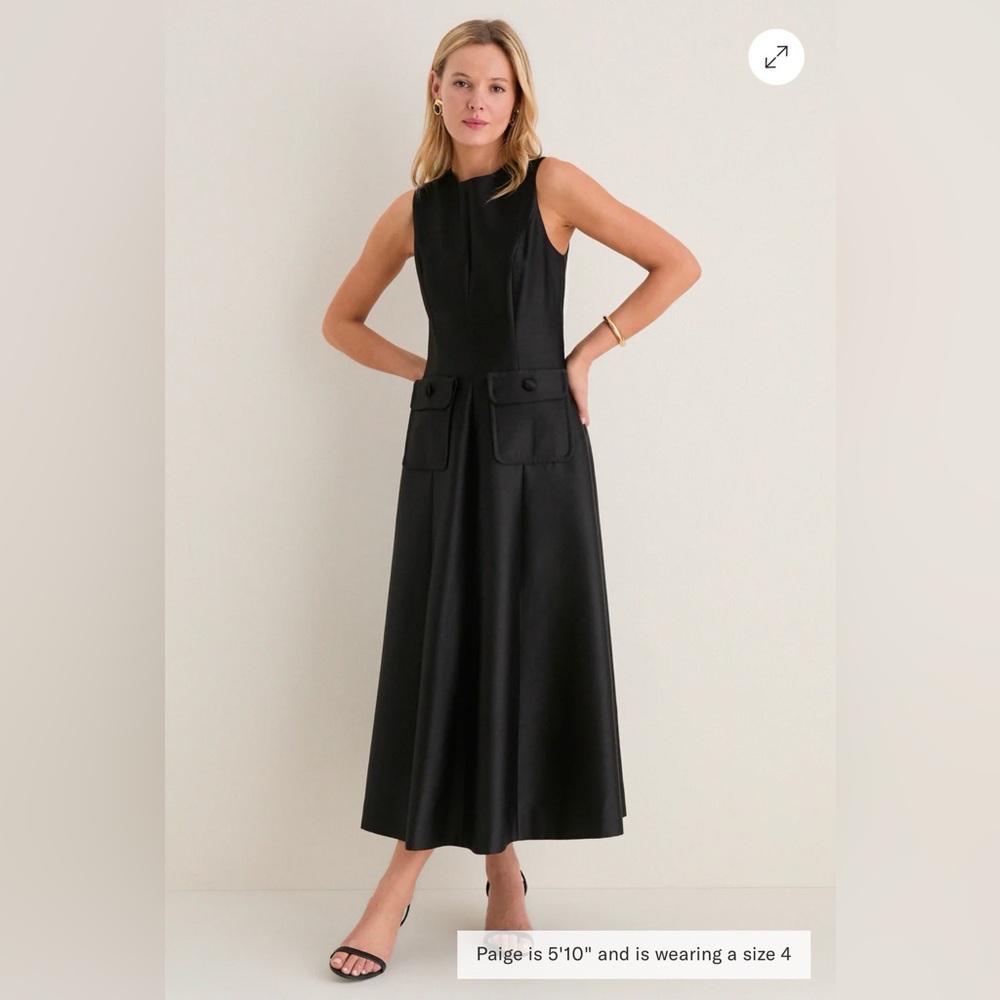 Tuckernuck Black Sleeveless Midi Dress with Flap Pockets